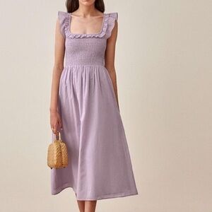 Reformation Noreen Smocked Ruffle Dress in Sweet Pea Size XS